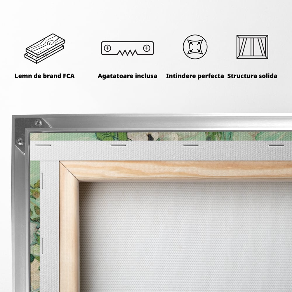 Tablou Canvas Premium LuxCanva® A1455, Trandafiri Albi , Living, Vaza, Flori, Planta, Decorativ, Alb, Culori Vibrante