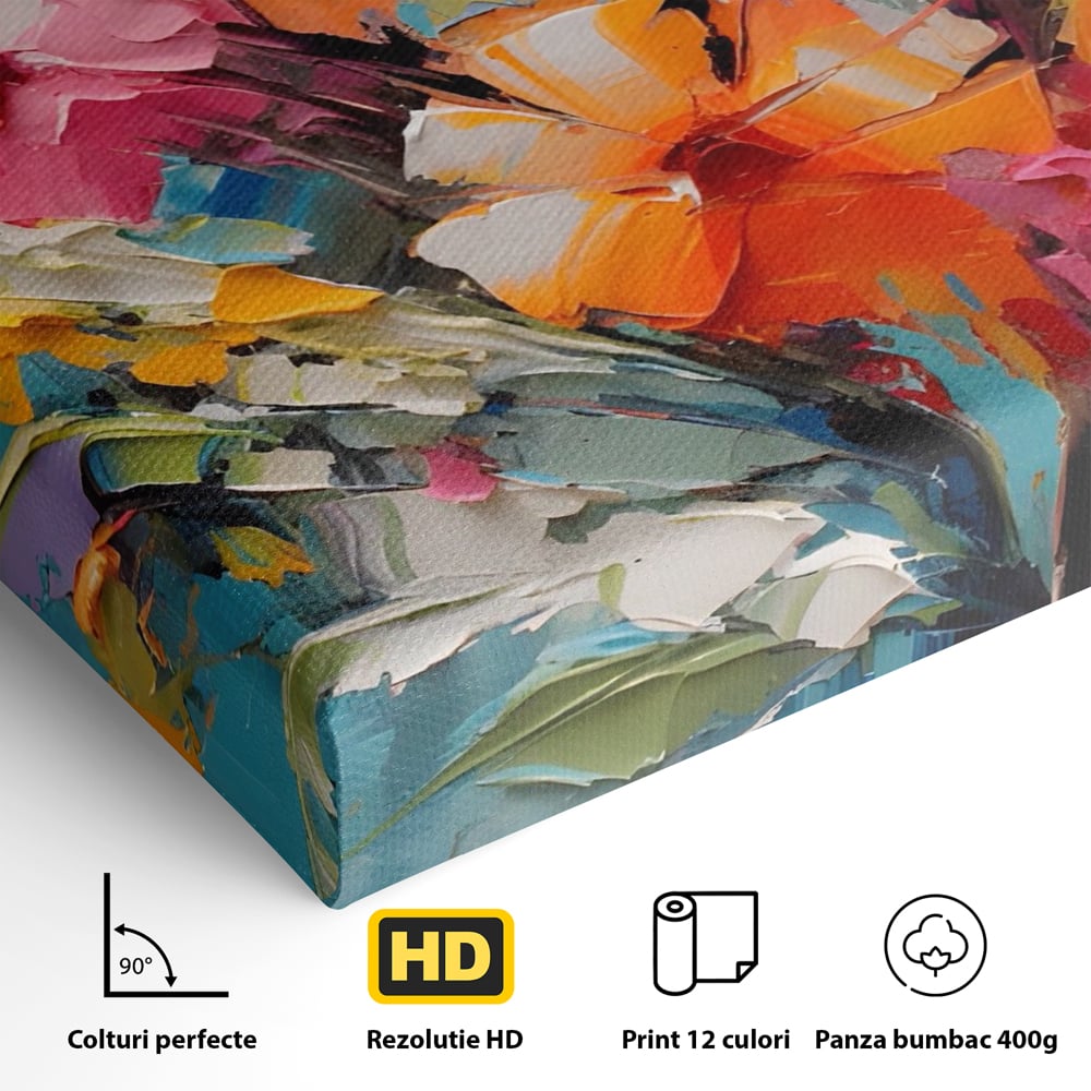 Tablou Canvas Premium LuxCanva® A1456, Buchet Floral , Living, Flori, Planta, Decorativ, Colorat, Natura, Culori Vibrante