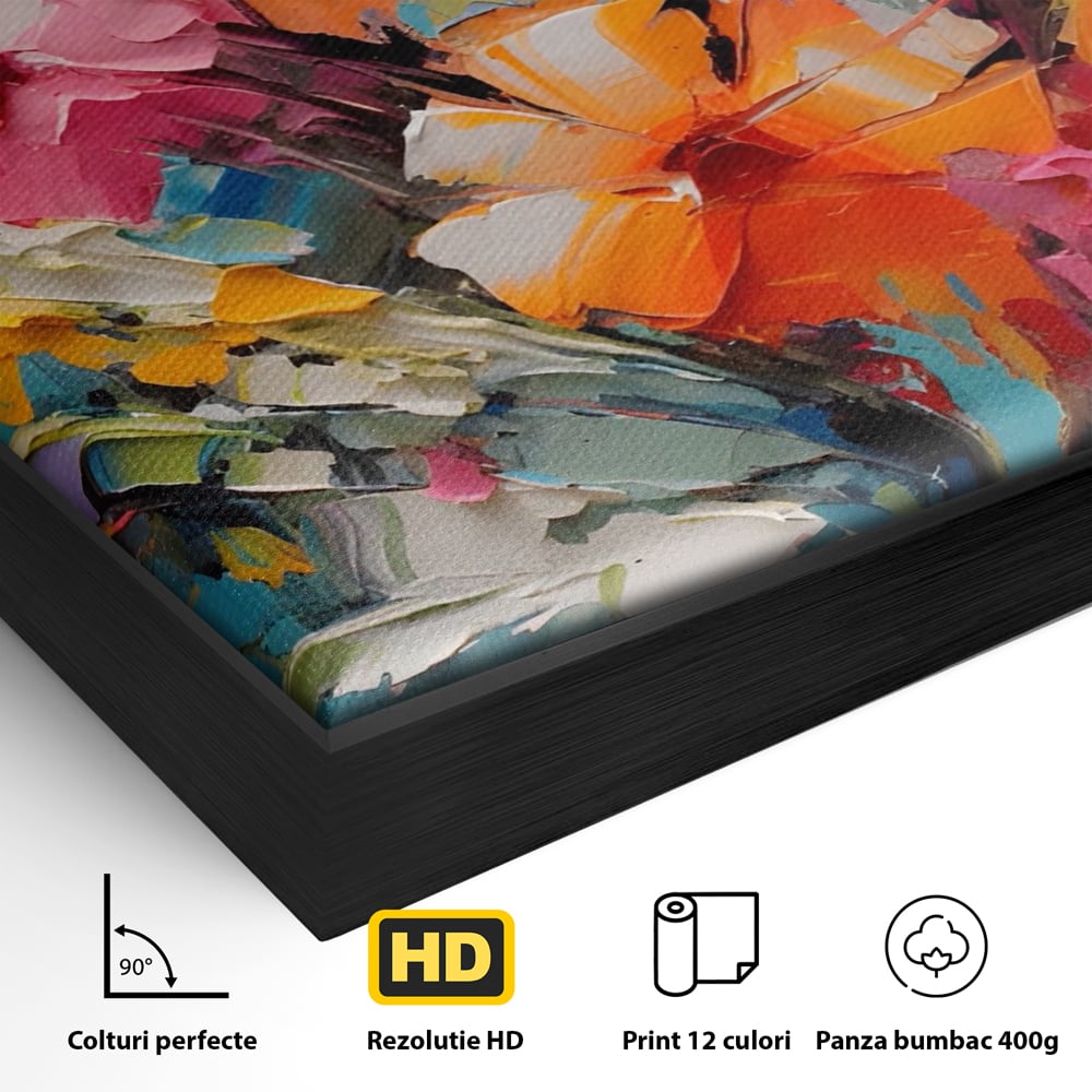 Tablou Canvas Premium LuxCanva® A1456, Buchet Floral , Living, Flori, Planta, Decorativ, Colorat, Natura, Culori Vibrante