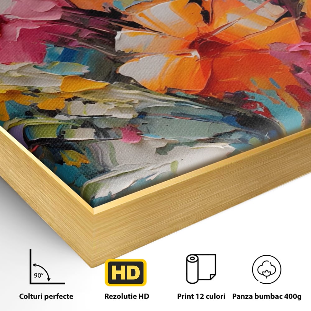 Tablou Canvas Premium LuxCanva® A1456, Buchet Floral , Living, Flori, Planta, Decorativ, Colorat, Natura, Culori Vibrante