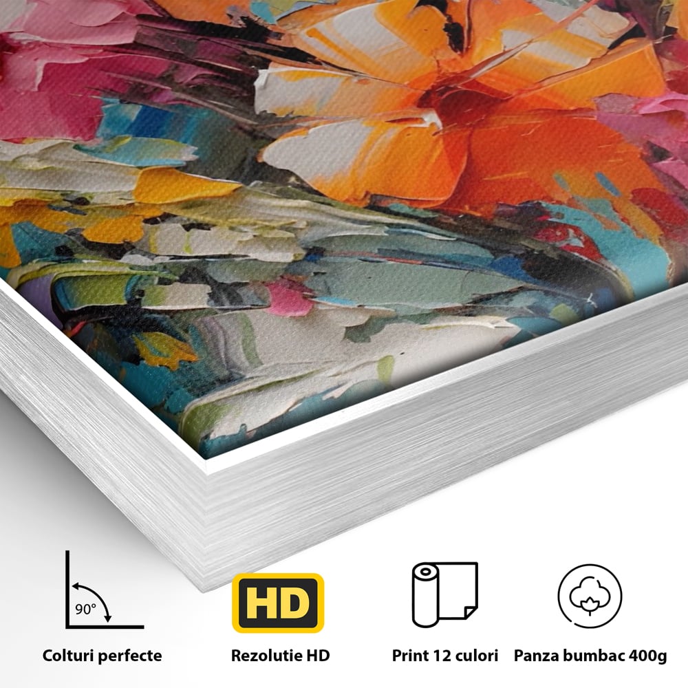 Tablou Canvas Premium LuxCanva® A1456, Buchet Floral , Living, Flori, Planta, Decorativ, Colorat, Natura, Culori Vibrante