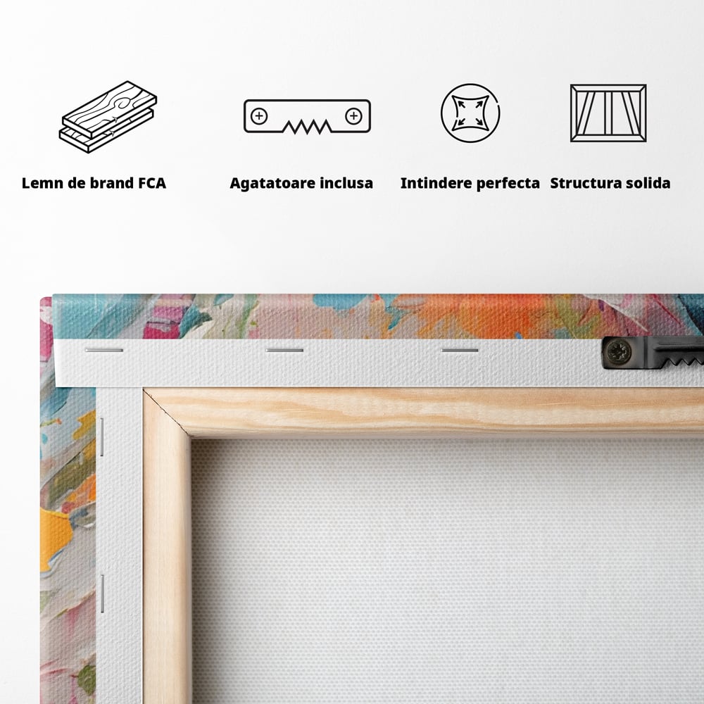 Tablou Canvas Premium LuxCanva® A1456, Buchet Floral , Living, Flori, Planta, Decorativ, Colorat, Natura, Culori Vibrante