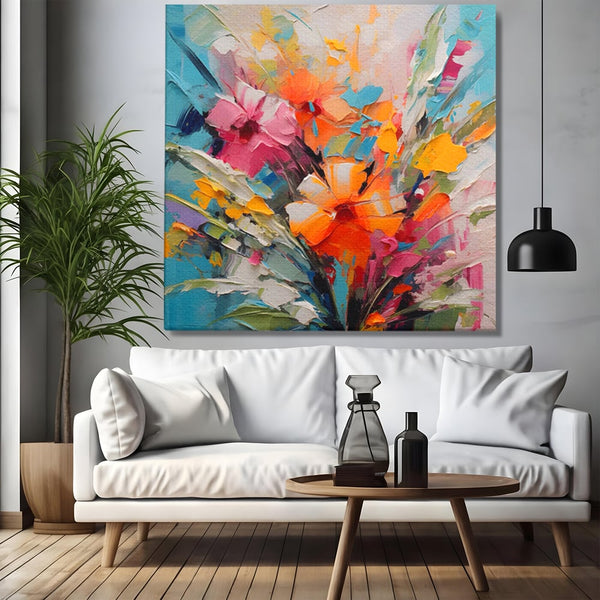 Tablou Canvas Premium LuxCanva® A1456, Buchet Floral , Living, Flori, Planta, Decorativ, Colorat, Natura, Culori Vibrante