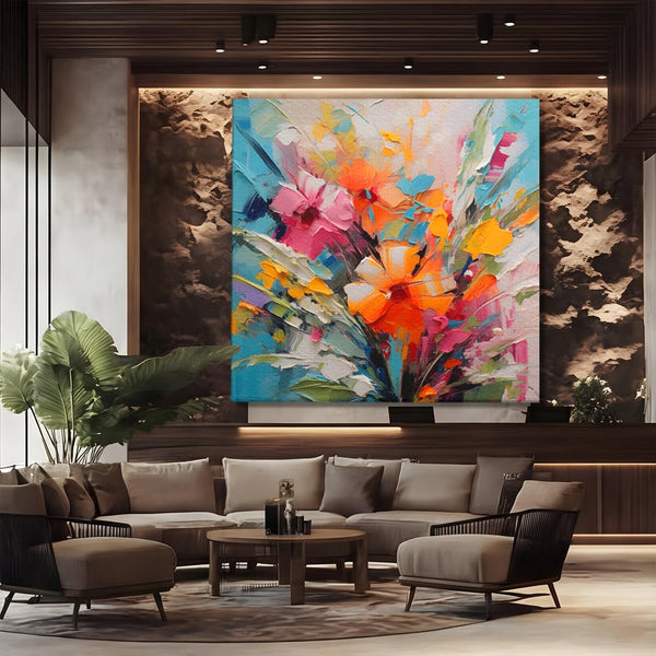 Tablou Canvas Premium LuxCanva® A1456, Buchet Floral , Living, Flori, Planta, Decorativ, Colorat, Natura, Culori Vibrante