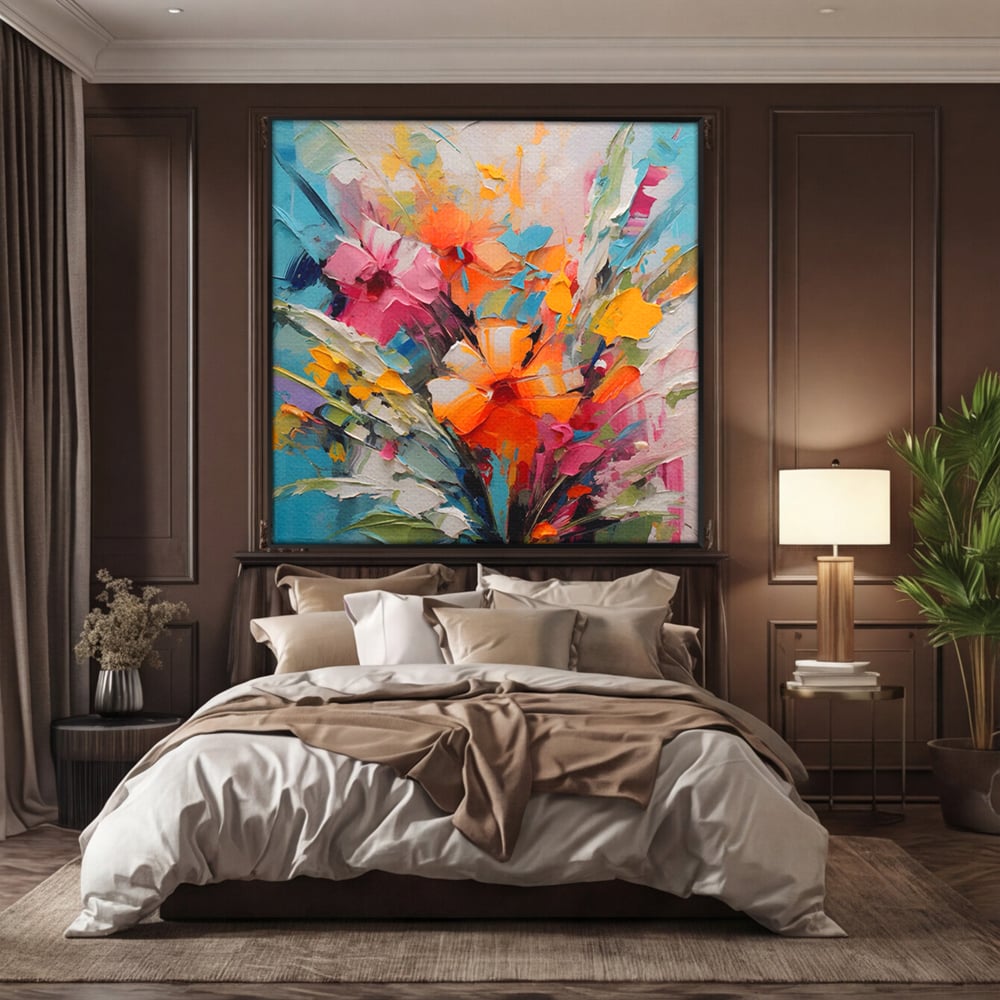 Tablou Canvas Premium LuxCanva® A1456, Buchet Floral , Living, Flori, Planta, Decorativ, Colorat, Natura, Culori Vibrante