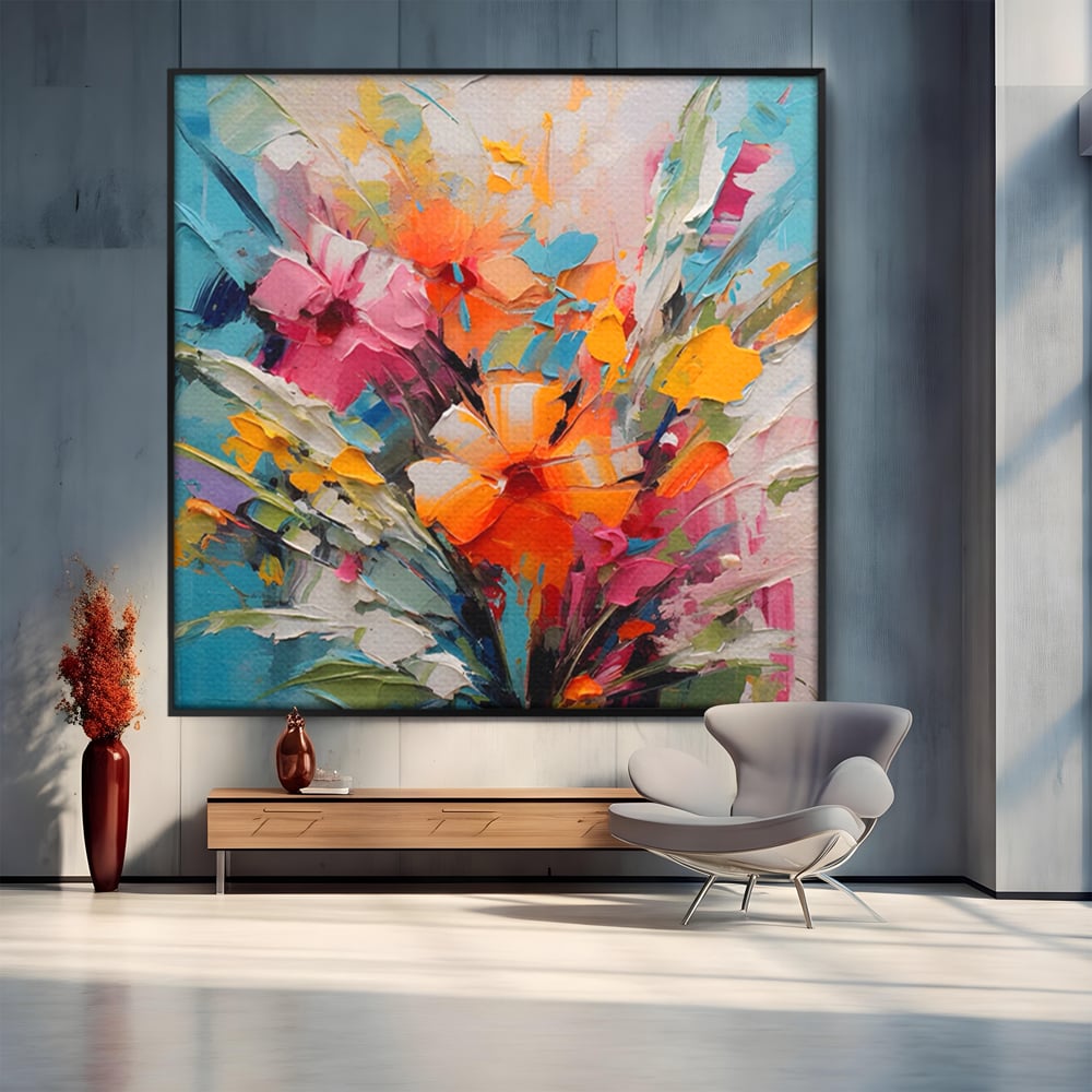 Tablou Canvas Premium LuxCanva® A1456, Buchet Floral , Living, Flori, Planta, Decorativ, Colorat, Natura, Culori Vibrante