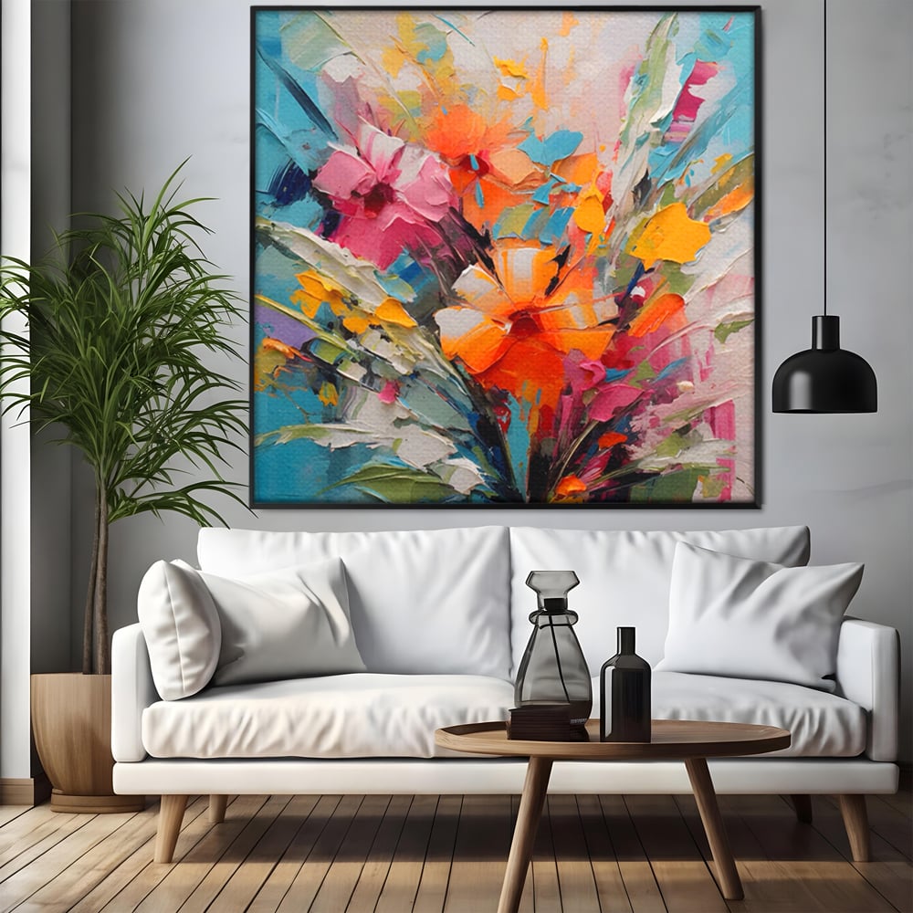 Tablou Canvas Premium LuxCanva® A1456, Buchet Floral , Living, Flori, Planta, Decorativ, Colorat, Natura, Culori Vibrante