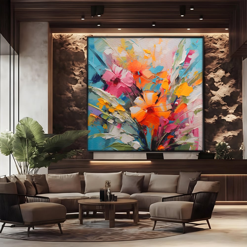 Tablou Canvas Premium LuxCanva® A1456, Buchet Floral , Living, Flori, Planta, Decorativ, Colorat, Natura, Culori Vibrante