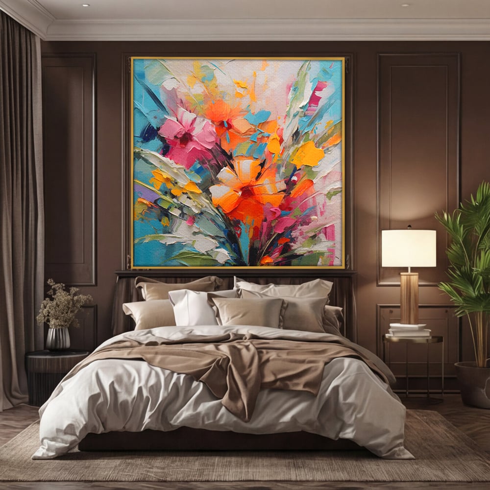 Tablou Canvas Premium LuxCanva® A1456, Buchet Floral , Living, Flori, Planta, Decorativ, Colorat, Natura, Culori Vibrante