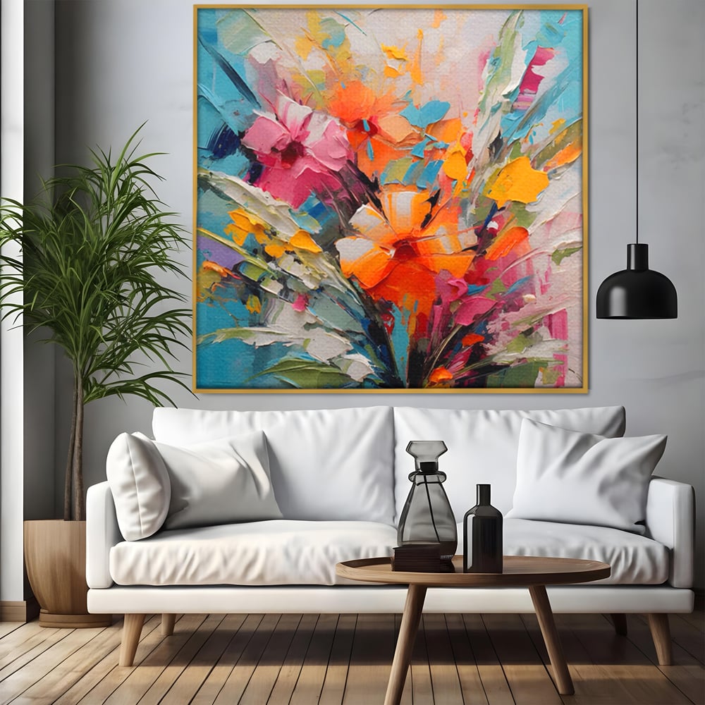 Tablou Canvas Premium LuxCanva® A1456, Buchet Floral , Living, Flori, Planta, Decorativ, Colorat, Natura, Culori Vibrante
