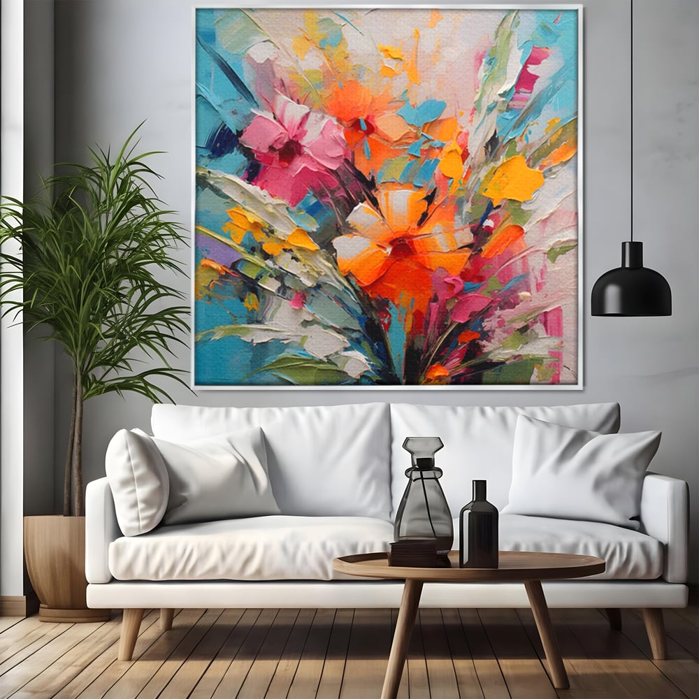 Tablou Canvas Premium LuxCanva® A1456, Buchet Floral , Living, Flori, Planta, Decorativ, Colorat, Natura, Culori Vibrante