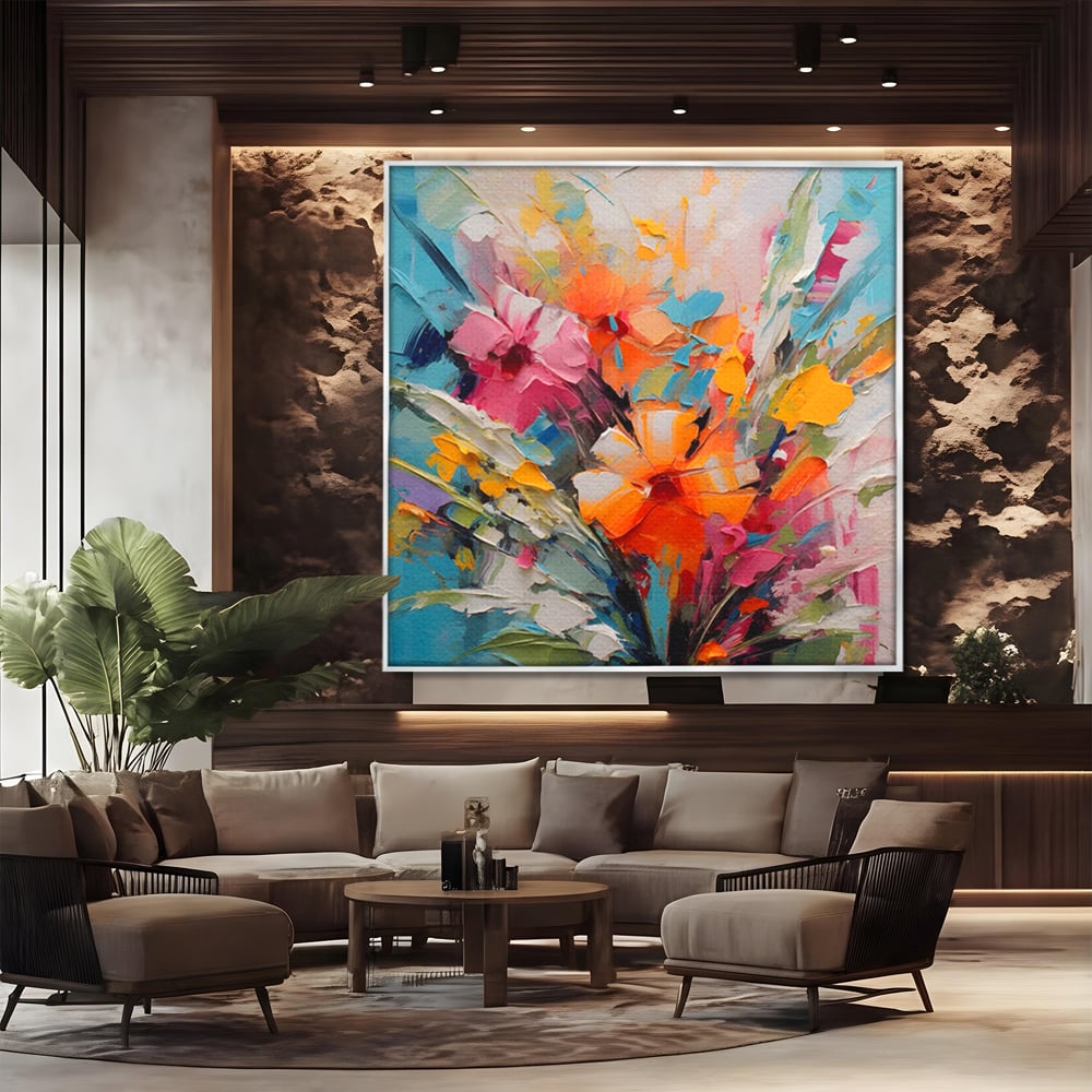 Tablou Canvas Premium LuxCanva® A1456, Buchet Floral , Living, Flori, Planta, Decorativ, Colorat, Natura, Culori Vibrante