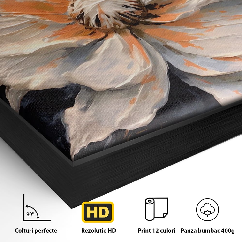 Tablou Canvas Premium LuxCanva® A1457, Viziune Florala,  Decorativ, Living, Planta, Petale, Natura, Infloritor, Culori Vibrante