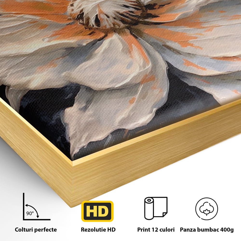 Tablou Canvas Premium LuxCanva® A1457, Viziune Florala,  Decorativ, Living, Planta, Petale, Natura, Infloritor, Culori Vibrante