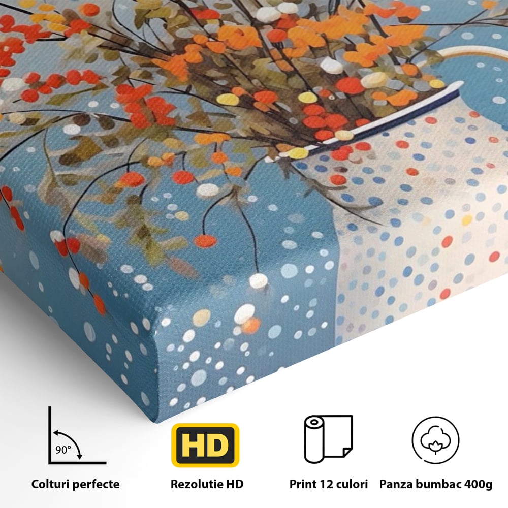 Leinwandbilder Premium LuxCanva® A1460, Vase mit Tupfen, Wohnen, Dekorativ, Blumen, Frühling, Harmonie, Zimmer, Kräftige Farben