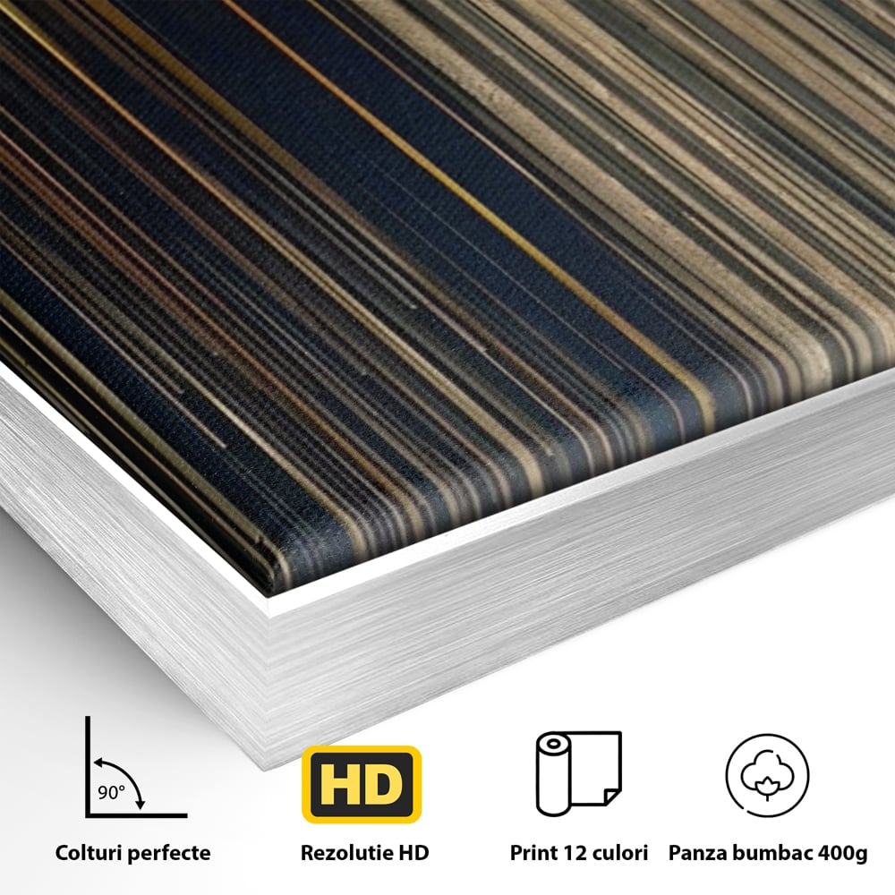 Tablou Canvas Premium LuxCanva® A1461, Armonie Liniara  , Living, Decorativ, Abstract, Auriu, Acord, Linii, Room, Culori Vibrante