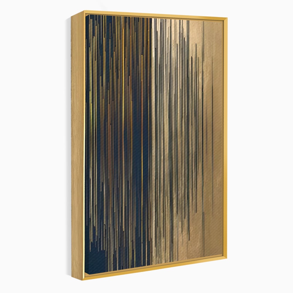 Tablou Canvas Premium LuxCanva® A1461, Armonie Liniara  , Living, Decorativ, Abstract, Auriu, Acord, Linii, Room, Culori Vibrante