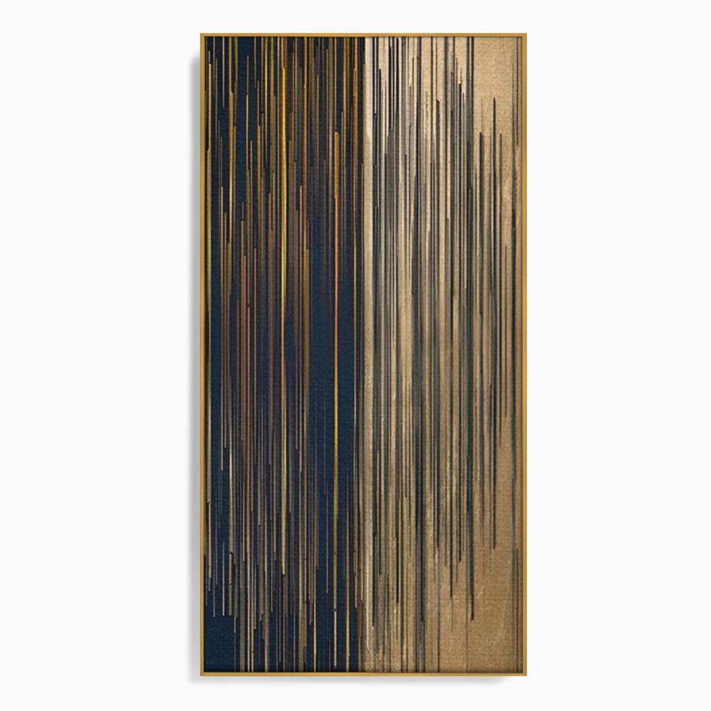 Tablou Canvas Premium LuxCanva® A1461, Armonie Liniara  , Living, Decorativ, Abstract, Auriu, Acord, Linii, Room, Culori Vibrante