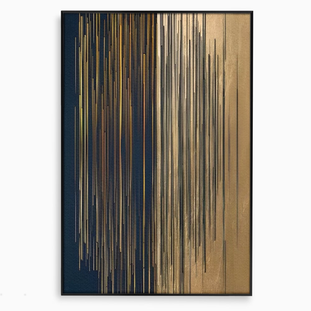 Tablou Canvas Premium LuxCanva® A1461, Armonie Liniara  , Living, Decorativ, Abstract, Auriu, Acord, Linii, Room, Culori Vibrante