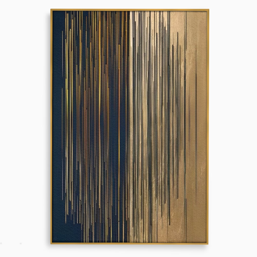 Tablou Canvas Premium LuxCanva® A1461, Armonie Liniara  , Living, Decorativ, Abstract, Auriu, Acord, Linii, Room, Culori Vibrante
