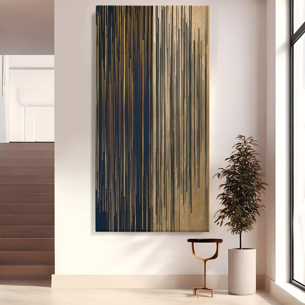 Tablou Canvas Premium LuxCanva® A1461, Armonie Liniara  , Living, Decorativ, Abstract, Auriu, Acord, Linii, Room, Culori Vibrante