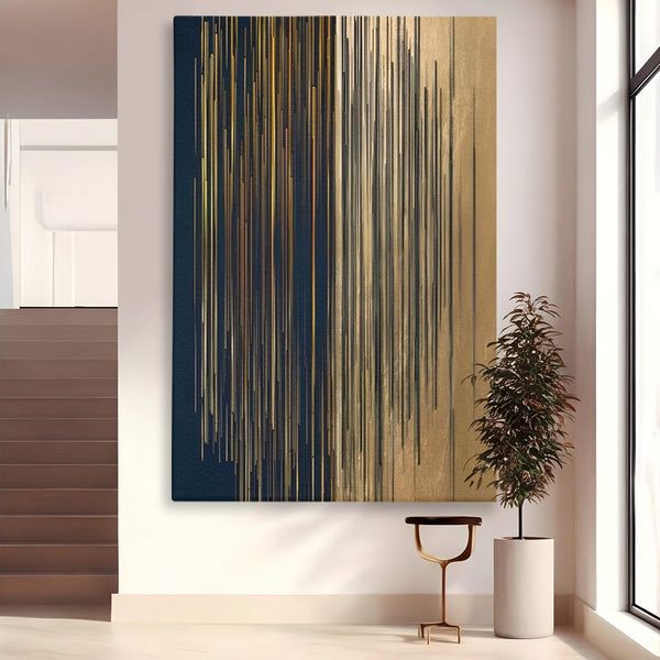 Tablou Canvas Premium LuxCanva® A1461, Armonie Liniara  , Living, Decorativ, Abstract, Auriu, Acord, Linii, Room, Culori Vibrante