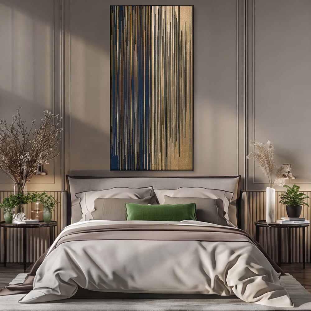 Tablou Canvas Premium LuxCanva® A1461, Armonie Liniara  , Living, Decorativ, Abstract, Auriu, Acord, Linii, Room, Culori Vibrante