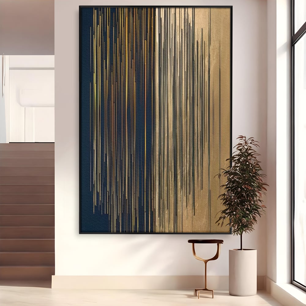 Tablou Canvas Premium LuxCanva® A1461, Armonie Liniara  , Living, Decorativ, Abstract, Auriu, Acord, Linii, Room, Culori Vibrante