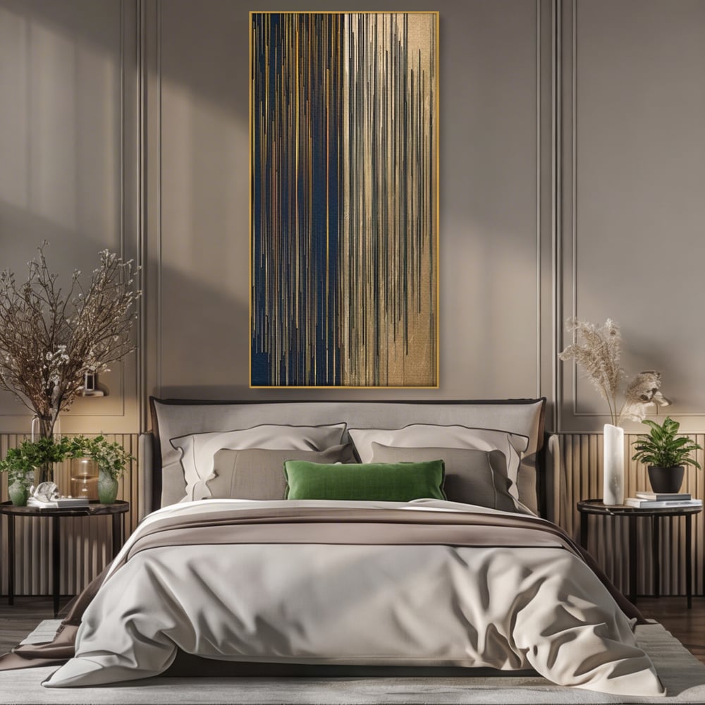 Tablou Canvas Premium LuxCanva® A1461, Armonie Liniara  , Living, Decorativ, Abstract, Auriu, Acord, Linii, Room, Culori Vibrante
