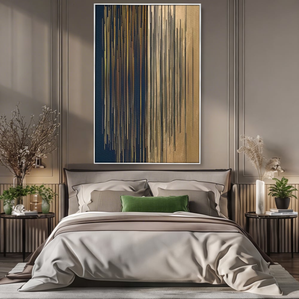 Tablou Canvas Premium LuxCanva® A1461, Armonie Liniara  , Living, Decorativ, Abstract, Auriu, Acord, Linii, Room, Culori Vibrante