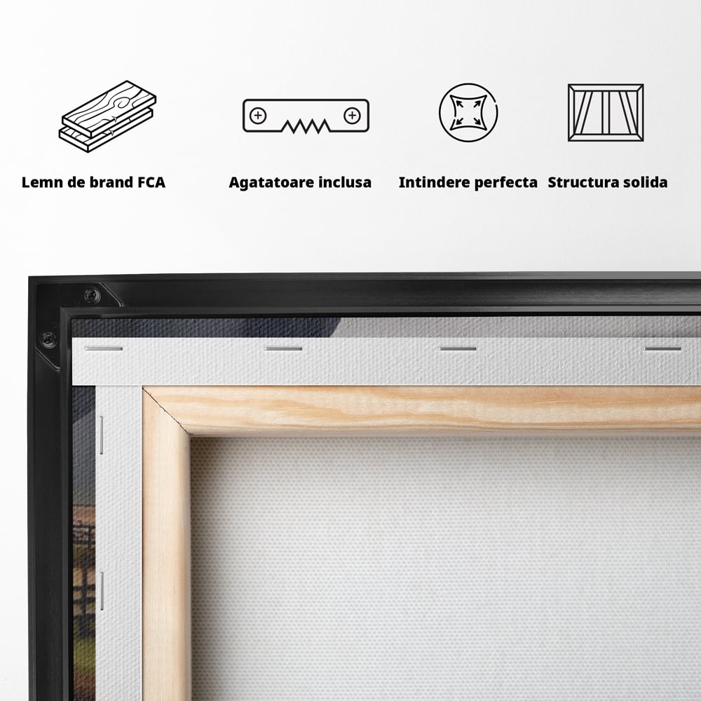 Tablou Canvas Premium LuxCanva® A1464, Langa Munti , Living, Casa, Peisaj, Gard, Decorativ, Culori Vibrante