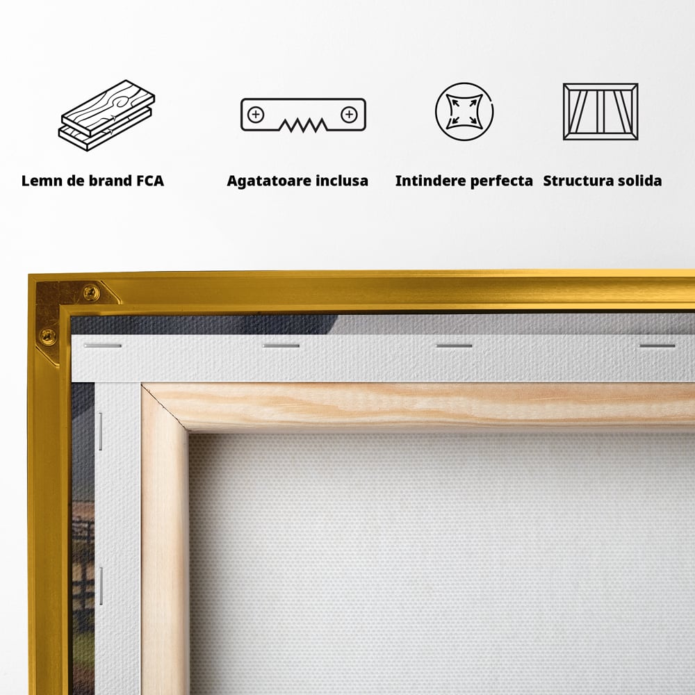 Tablou Canvas Premium LuxCanva® A1464, Langa Munti , Living, Casa, Peisaj, Gard, Decorativ, Culori Vibrante