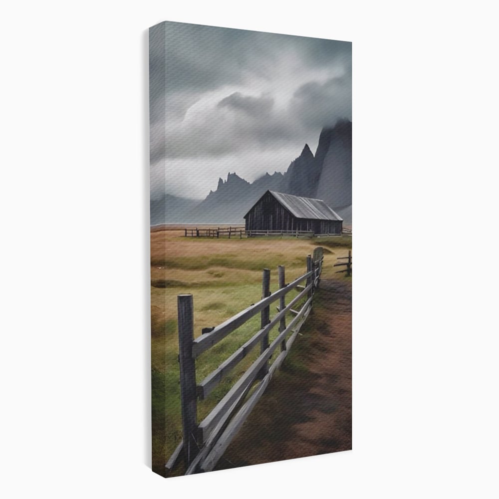 Tablou Canvas Premium LuxCanva® A1464, Langa Munti , Living, Casa, Peisaj, Gard, Decorativ, Culori Vibrante