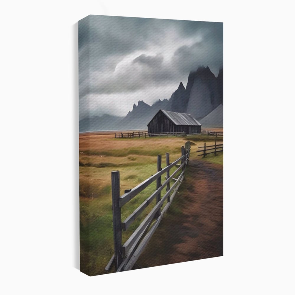 Tablou Canvas Premium LuxCanva® A1464, Langa Munti , Living, Casa, Peisaj, Gard, Decorativ, Culori Vibrante