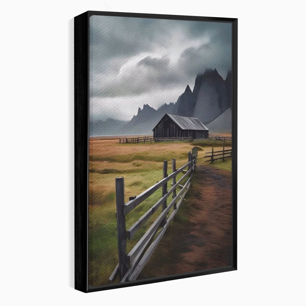Tablou Canvas Premium LuxCanva® A1464, Langa Munti , Living, Casa, Peisaj, Gard, Decorativ, Culori Vibrante