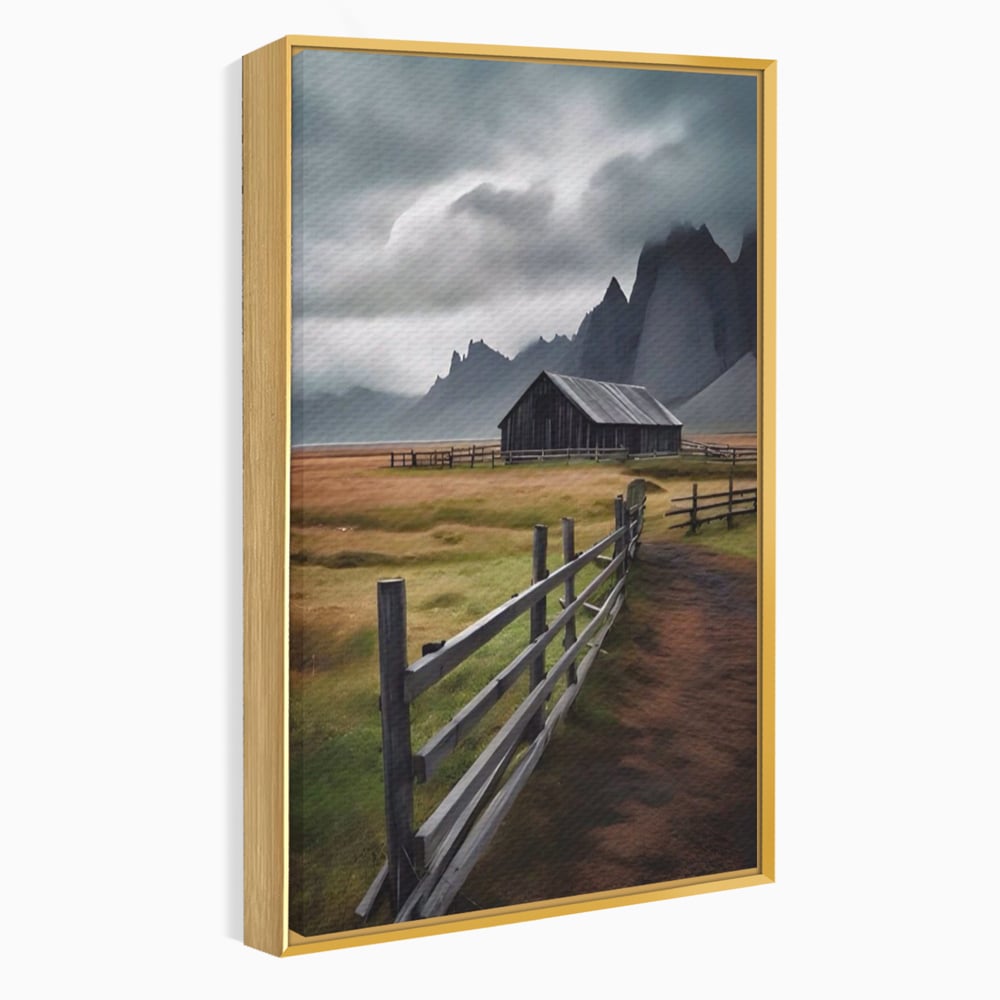 Tablou Canvas Premium LuxCanva® A1464, Langa Munti , Living, Casa, Peisaj, Gard, Decorativ, Culori Vibrante