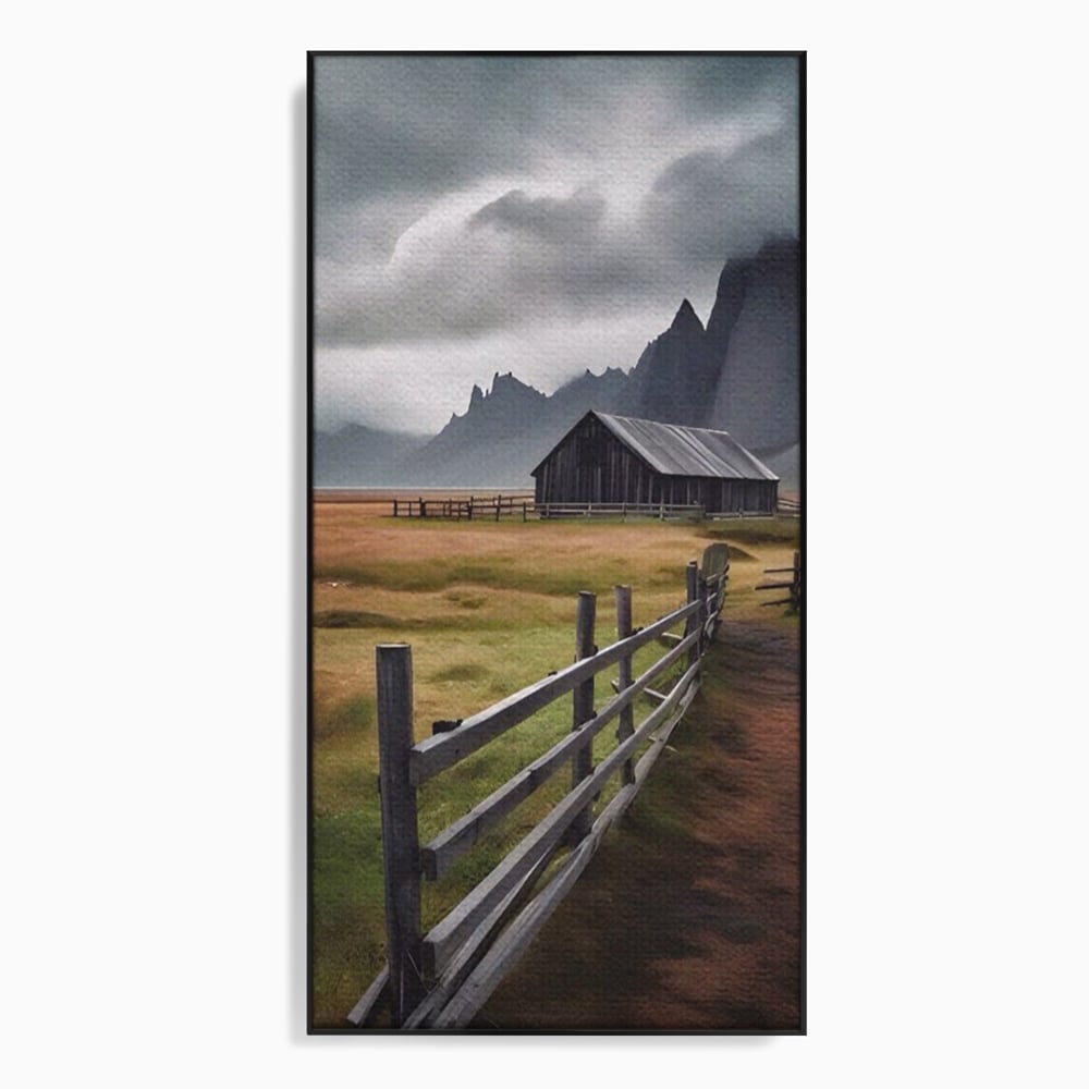 Tablou Canvas Premium LuxCanva® A1464, Langa Munti , Living, Casa, Peisaj, Gard, Decorativ, Culori Vibrante