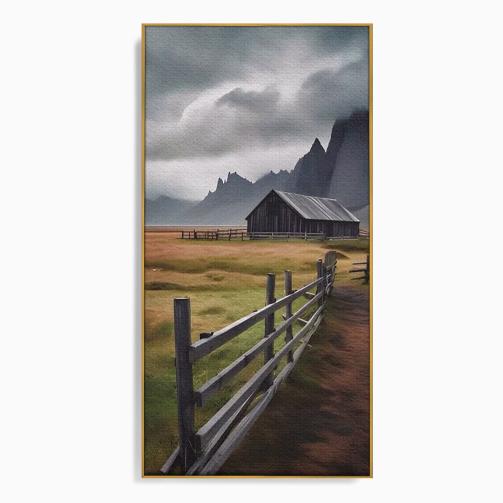 Tablou Canvas Premium LuxCanva® A1464, Langa Munti , Living, Casa, Peisaj, Gard, Decorativ, Culori Vibrante