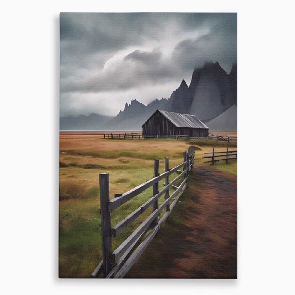 Tablou Canvas Premium LuxCanva® A1464, Langa Munti , Living, Casa, Peisaj, Gard, Decorativ, Culori Vibrante