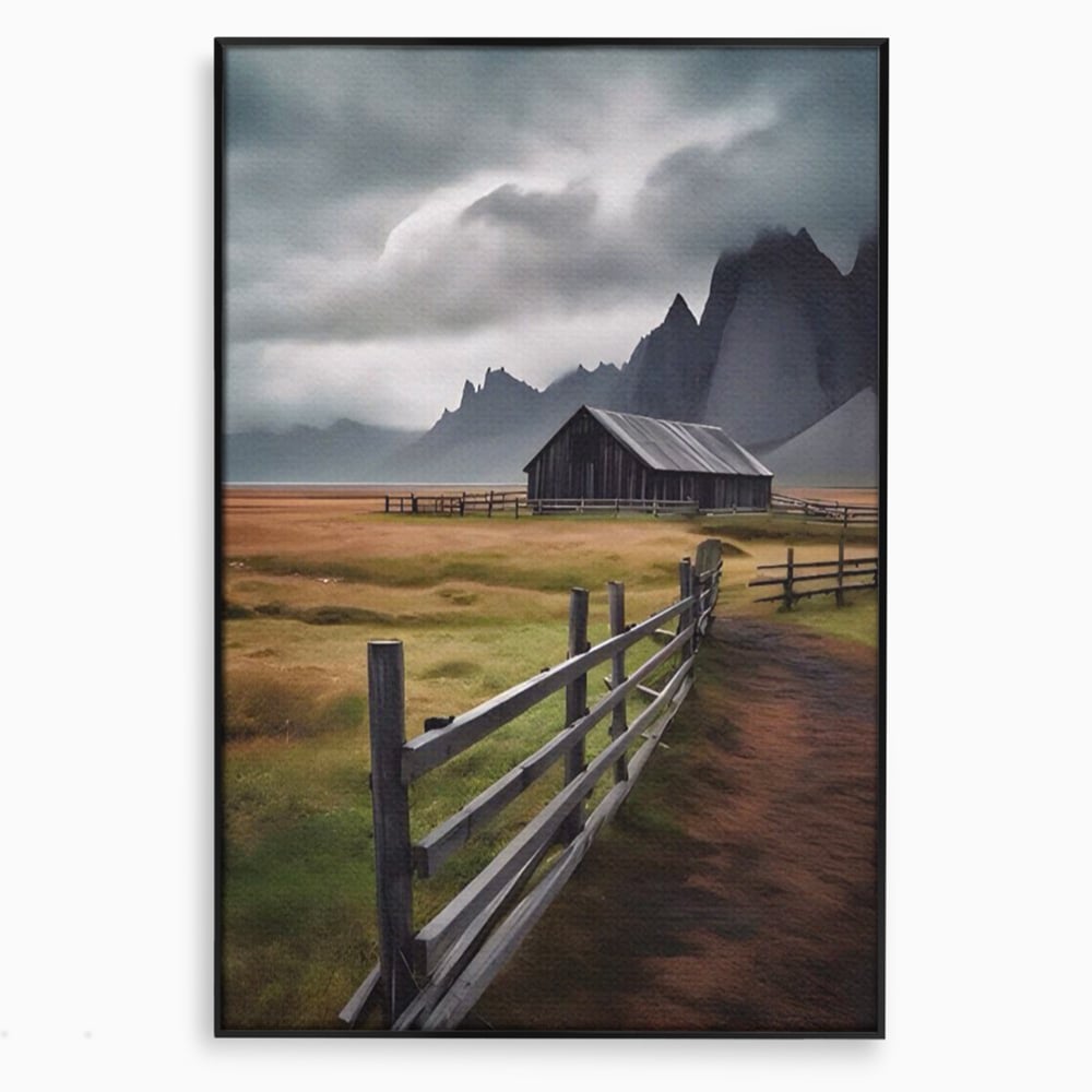 Tablou Canvas Premium LuxCanva® A1464, Langa Munti , Living, Casa, Peisaj, Gard, Decorativ, Culori Vibrante