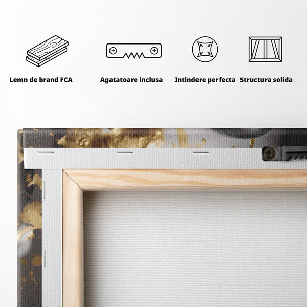 Tablou Canvas Premium LuxCanva® A1465, Vraja Fluturilor , Living, Femeie, Frumusete, Auriu, Decorativ, Culori Vibrante