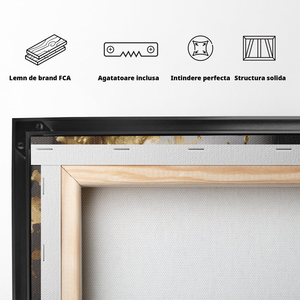 Tablou Canvas Premium LuxCanva® A1465, Vraja Fluturilor , Living, Femeie, Frumusete, Auriu, Decorativ, Culori Vibrante