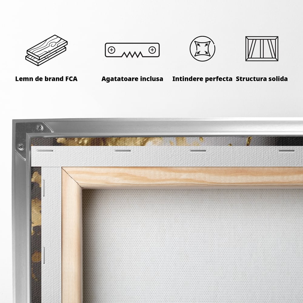Tablou Canvas Premium LuxCanva® A1465, Vraja Fluturilor , Living, Femeie, Frumusete, Auriu, Decorativ, Culori Vibrante