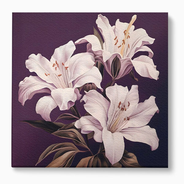 Tablou Canvas Premium LuxCanva® A1468, 3 Crini Albi , Living, Flori, Natura, Imperial, Decorativ, Room, Culori Vibrante