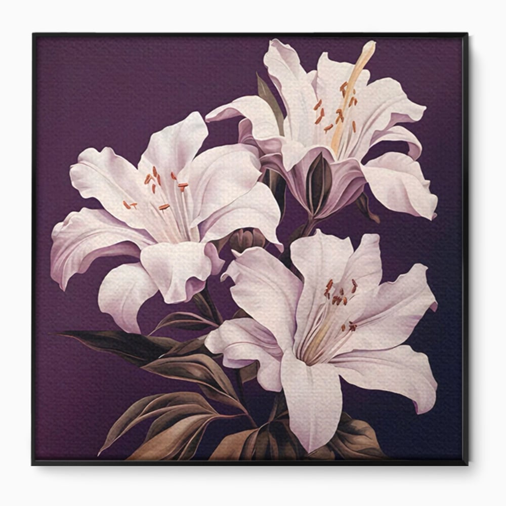 Tablou Canvas Premium LuxCanva® A1468, 3 Crini Albi , Living, Flori, Natura, Imperial, Decorativ, Room, Culori Vibrante