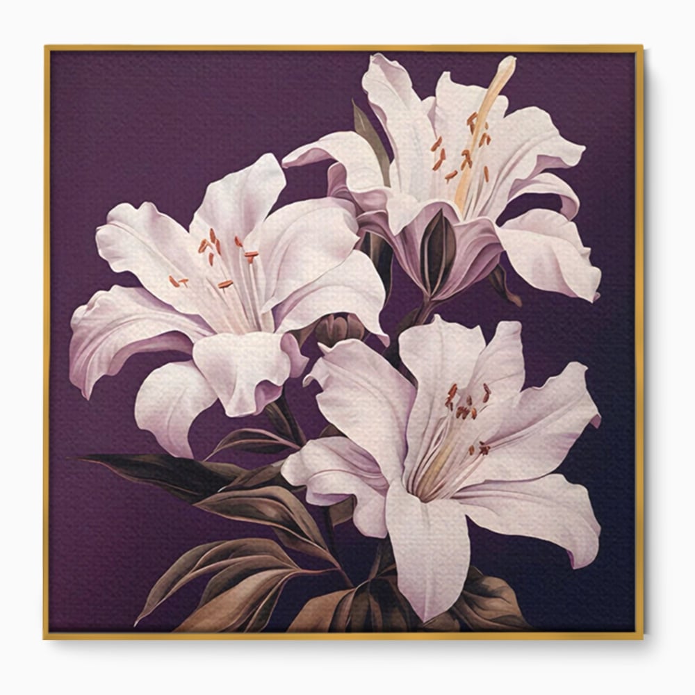 Tablou Canvas Premium LuxCanva® A1468, 3 Crini Albi , Living, Flori, Natura, Imperial, Decorativ, Room, Culori Vibrante