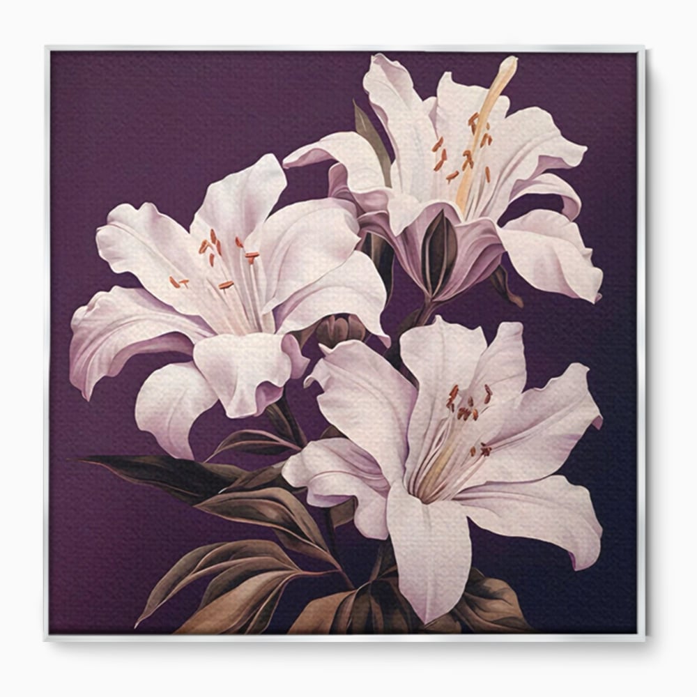 Tablou Canvas Premium LuxCanva® A1468, 3 Crini Albi , Living, Flori, Natura, Imperial, Decorativ, Room, Culori Vibrante