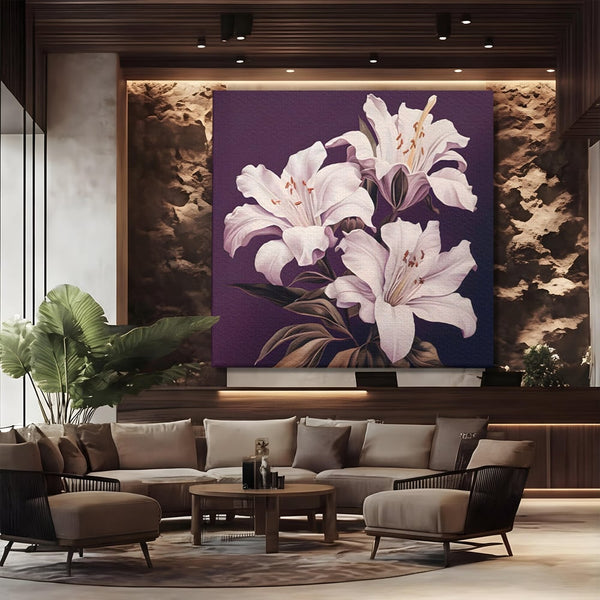 Tablou Canvas Premium LuxCanva® A1468, 3 Crini Albi , Living, Flori, Natura, Imperial, Decorativ, Room, Culori Vibrante