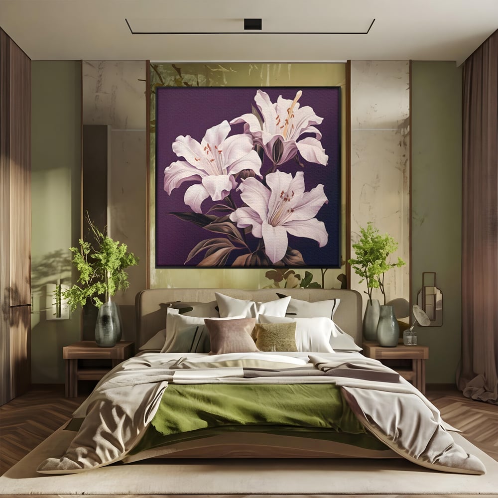 Tablou Canvas Premium LuxCanva® A1468, 3 Crini Albi , Living, Flori, Natura, Imperial, Decorativ, Room, Culori Vibrante