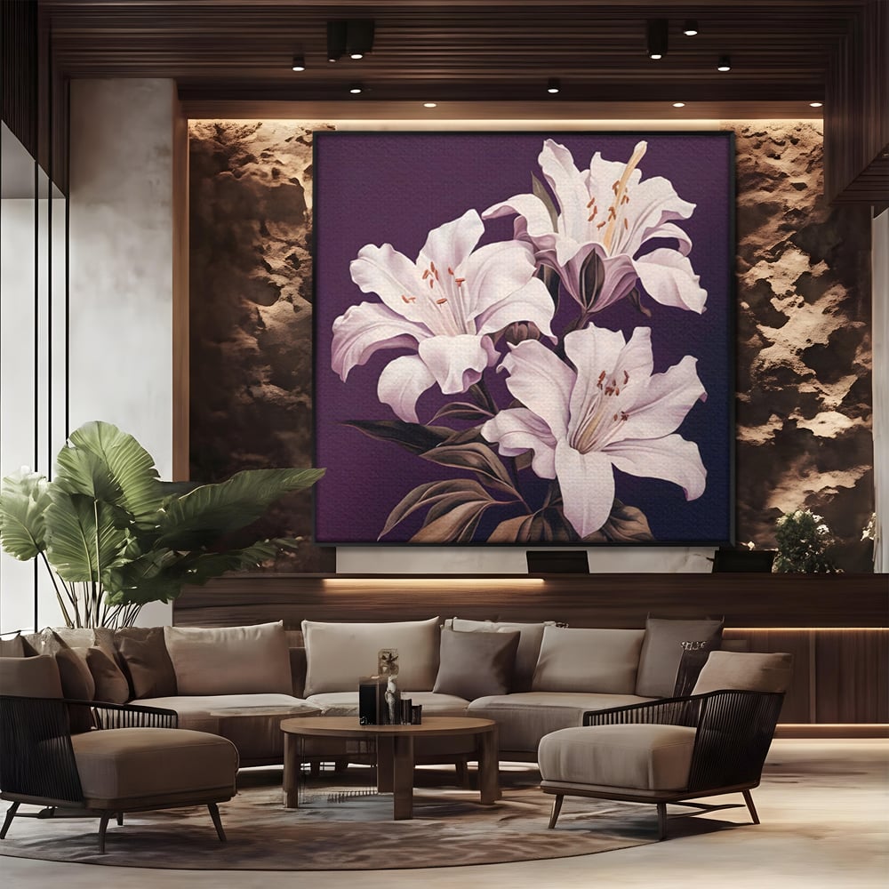 Tablou Canvas Premium LuxCanva® A1468, 3 Crini Albi , Living, Flori, Natura, Imperial, Decorativ, Room, Culori Vibrante